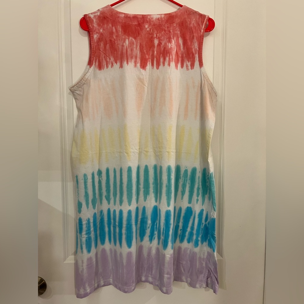 Lands' End Multi-Colored Tie-Dye Dress/Beach Cover Up/Nightgown - Picture 2 of 5